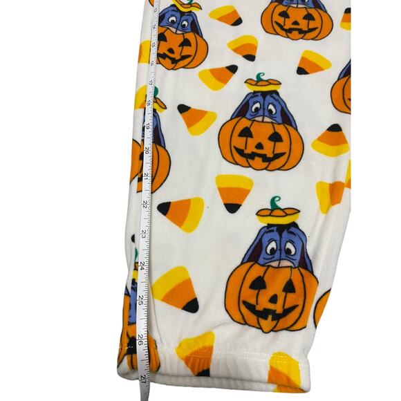 Disney Halloween Lounge Pants Size L 12-14 White Orange Eeyore Pumpkin - Picture 6 of 16